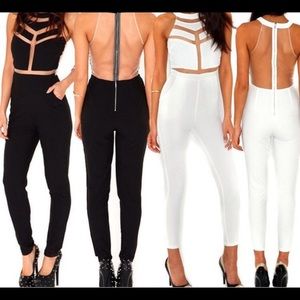White Cutout Mesh Jumpsuit